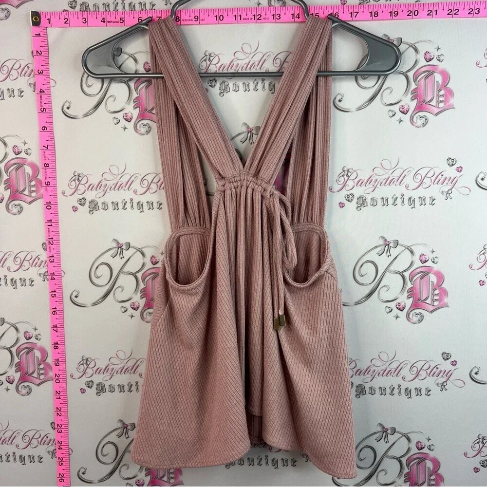 Free people set Mauve Ribbed 2-piece Pants and Top set with Sweetheart Neckline